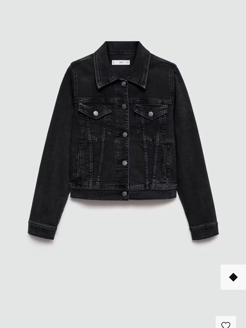 MANGO Black Denim Jacket Size M NWOT
